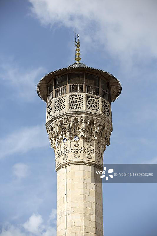 土耳其加济安泰普塔赫塔尼清真寺的宣礼塔图片素材