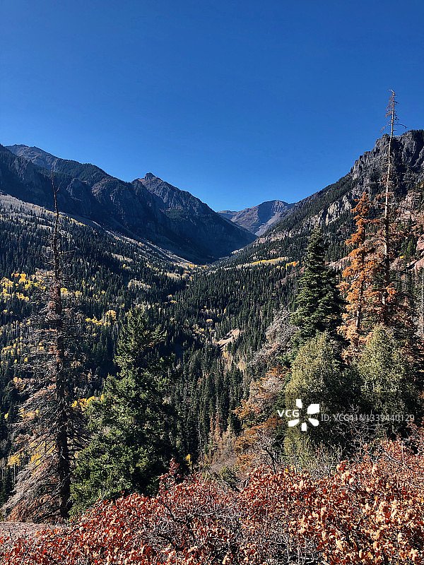 秋叶点缀的双峰徒步小径图片素材