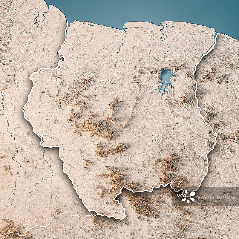 苏里南3D地形图图片素材