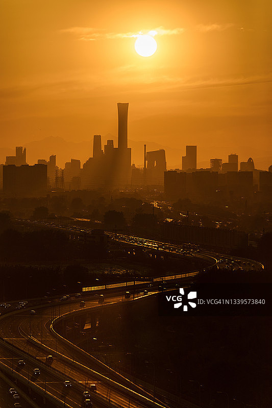 北京商务区日落图片素材