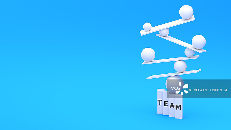 彩色积木叠叠高与球：团队建设图片素材