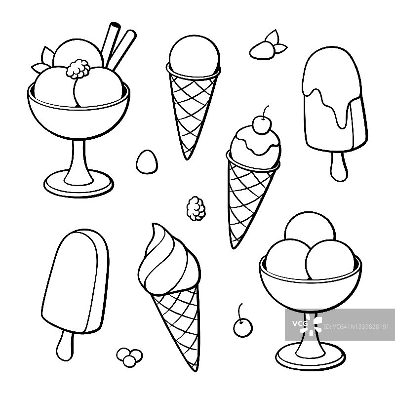 黑白冰淇淋合集图片素材