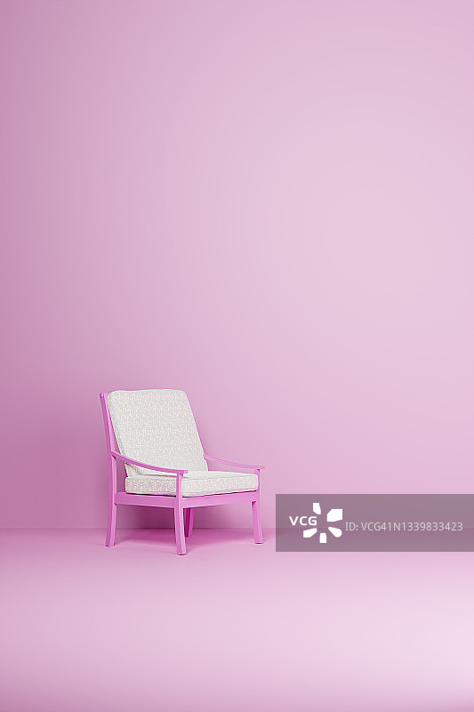 粉色椅子3D模型，隔离粉色背景图片素材
