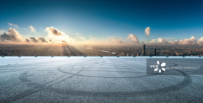 城市天际线日出道路图片素材