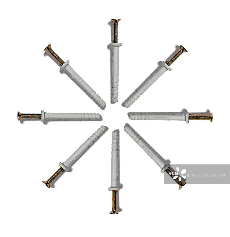白色背景上的螺栓和螺钉特写图片素材