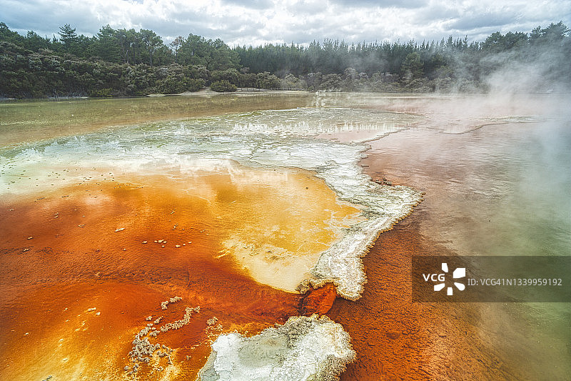 新西兰罗托鲁瓦香槟池抽象景观图片素材