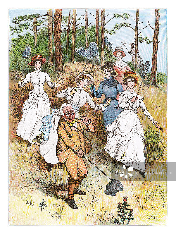 伦道夫·凯迪克《教授的课堂》旧插画图片素材