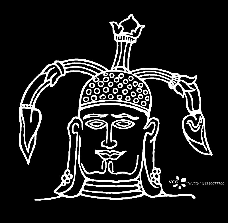 印度文化：耆那教标志古老雕刻插图图片素材