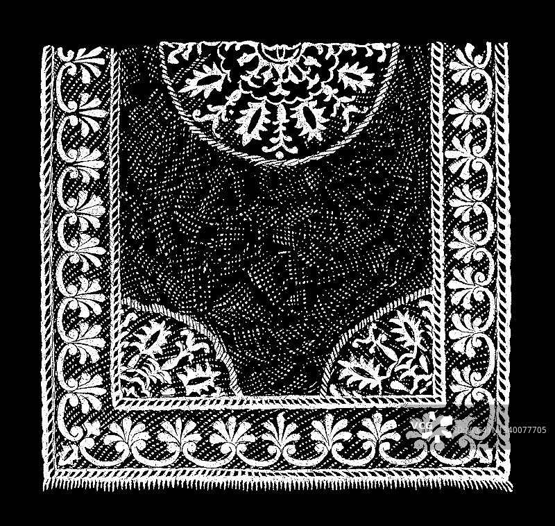印度文化古老雕刻插图：孟加拉棉地毯图片素材