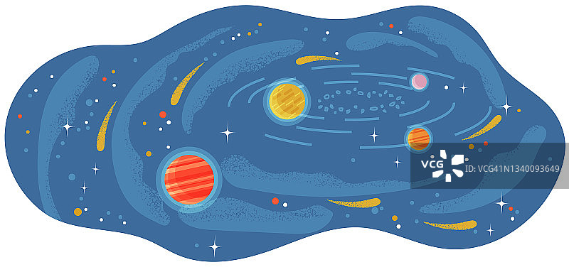 宇宙星体太阳系场景卡通图片素材