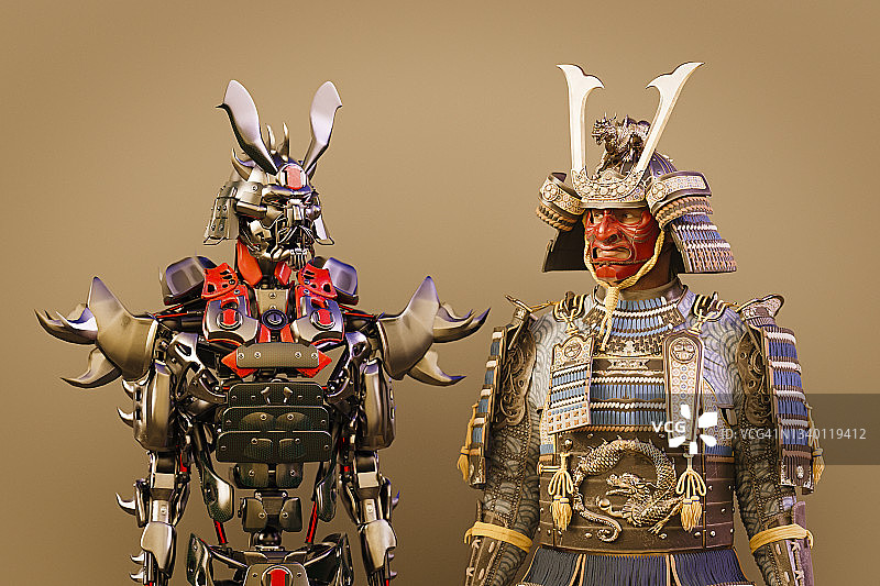 武士与机器人图片素材