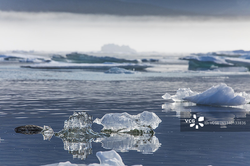 北冰洋融化的小冰山特写图片素材