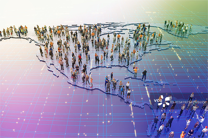 在美国地图上的人们图片素材