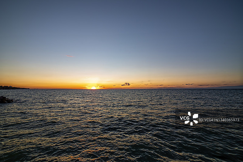 伊利湖日落图片素材