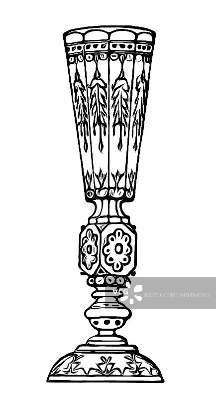 俄罗斯圣彼得堡皇家玻璃厂的香槟酒杯古老雕刻插图图片素材