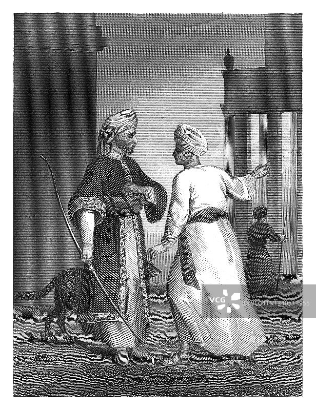 浪子兄弟的古老雕刻插图图片素材