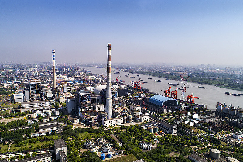中国上海燃煤发电站鸟瞰图片素材