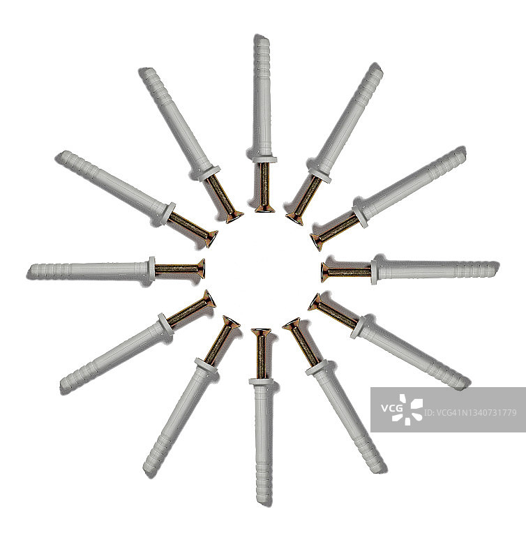 白色背景上的螺栓和螺钉特写图片素材