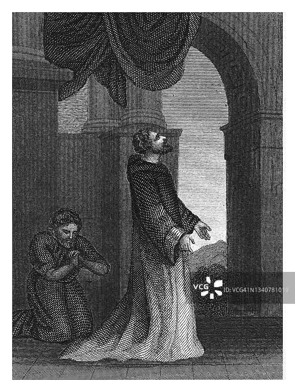 法利赛人和税吏古老雕刻插图图片素材