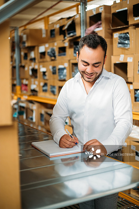 工人检查仓库库存图片素材