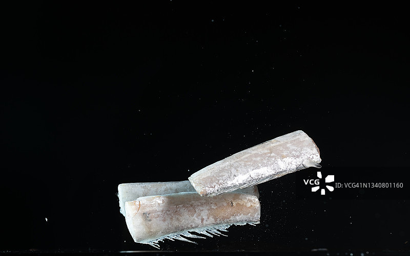 黑背景中飞舞的带鱼图片素材