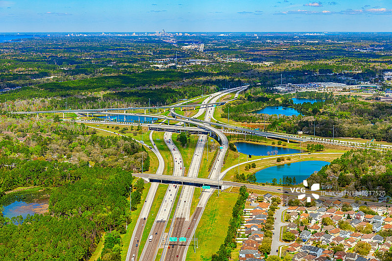 95号和295号州际公路交汇处鸟瞰图片素材