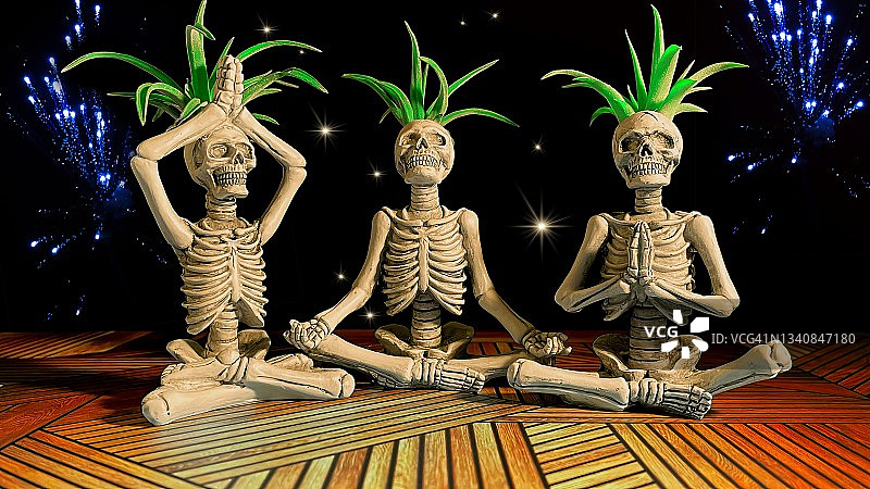 恐怖瑜伽骷髅图片素材