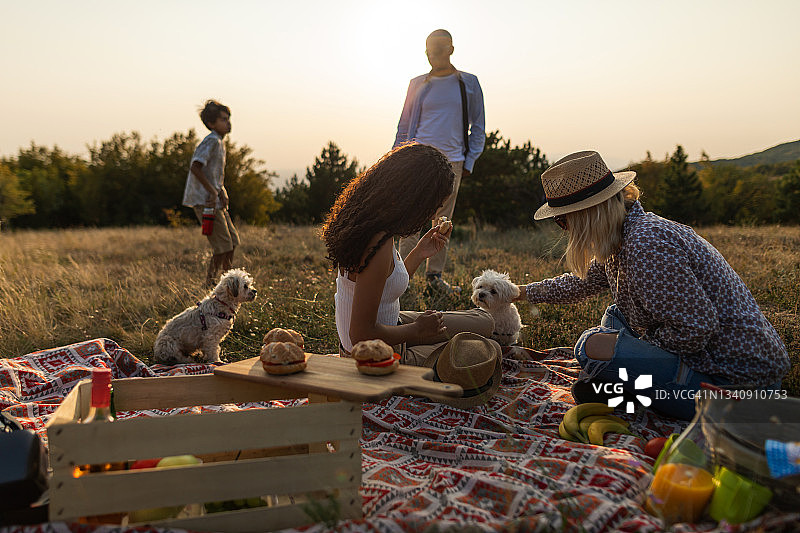 一家人在大自然中野餐图片素材