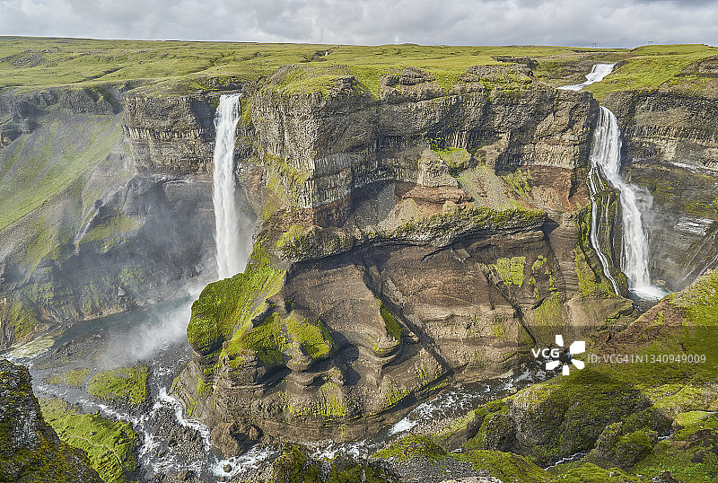 欧洲冰岛的海福斯瀑布和格兰尼瀑布图片素材