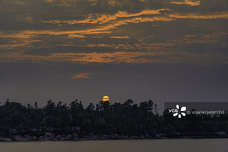 威斯康星州魔鬼岛日落图片素材
