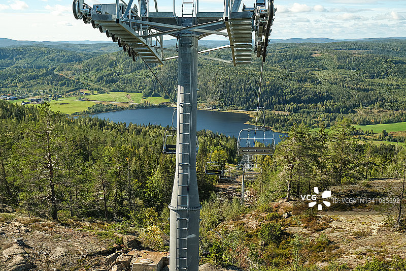 秋日里从斯科勒贝里特高岸下来的缆车图片素材