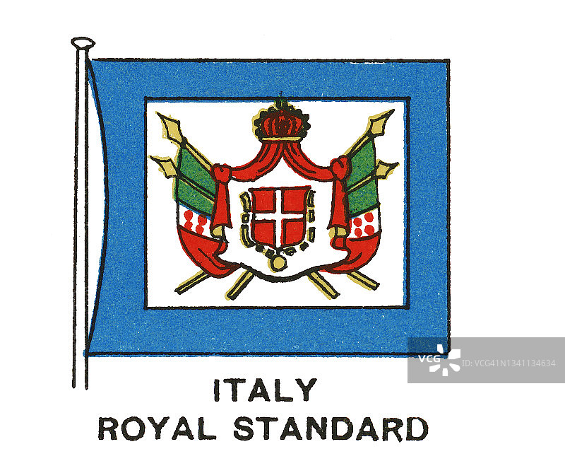 意大利皇家标准旗帜的彩色石印图片素材