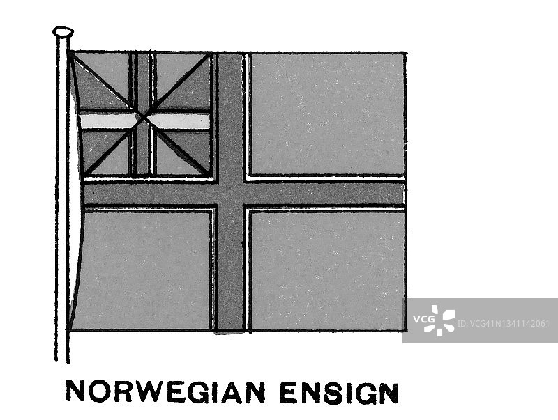 挪威国旗彩色石印图片素材
