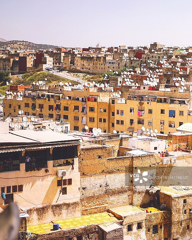 摩洛哥非斯传统皮革染坊风光图片素材