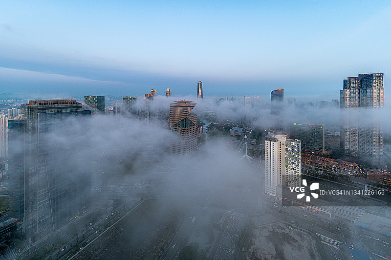 韩国松岛云景航拍图片素材