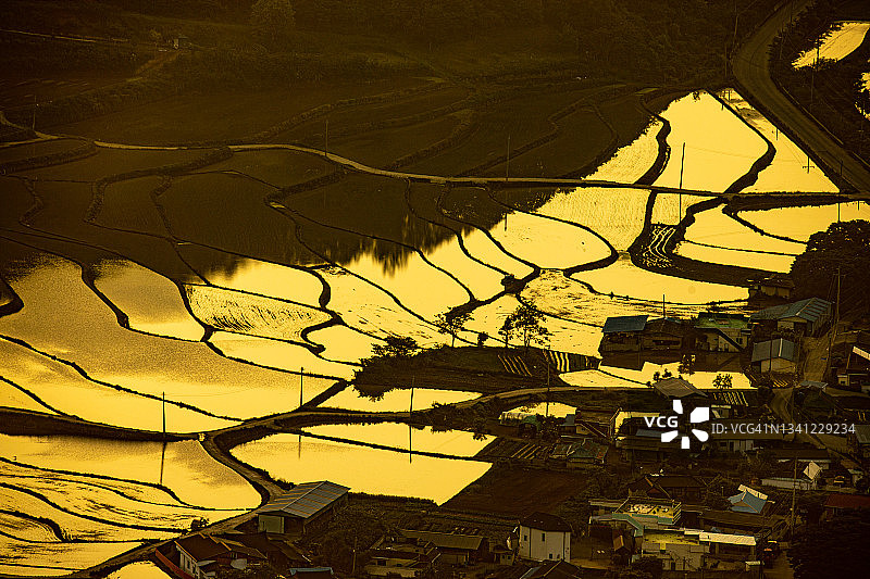 韩国庆州梯田鸟瞰图图片素材