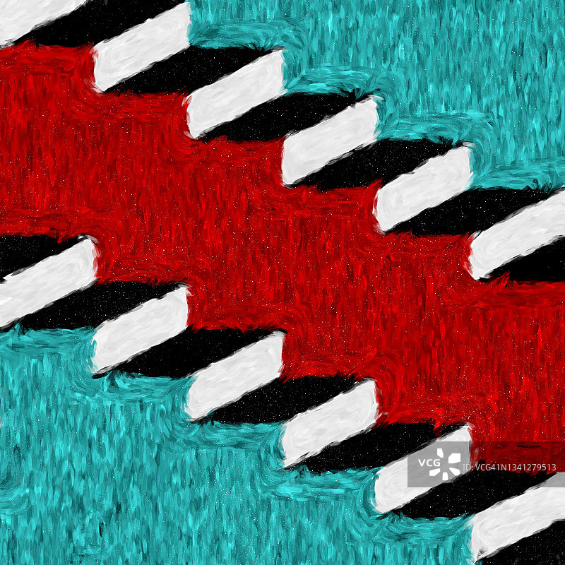 抽象楼梯台阶青红色背景印象派风格数字艺术图片素材