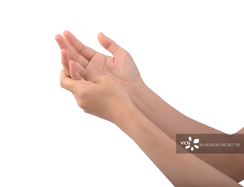手部受伤的女人，白色背景图片素材
