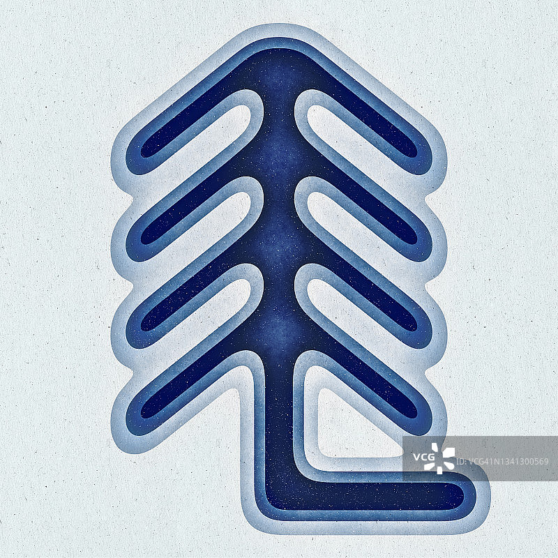 灰色背景上的圣诞冷杉树图标符号纸层叠图标。斯堪的纳维亚拥抱风格纹理冬季图片素材