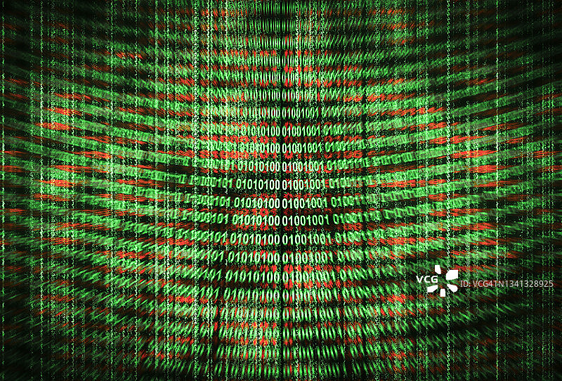 红色数字背景上的二进制曲线渲染图片素材