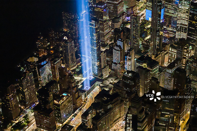 9/11二十周年纪念光之致敬图片素材
