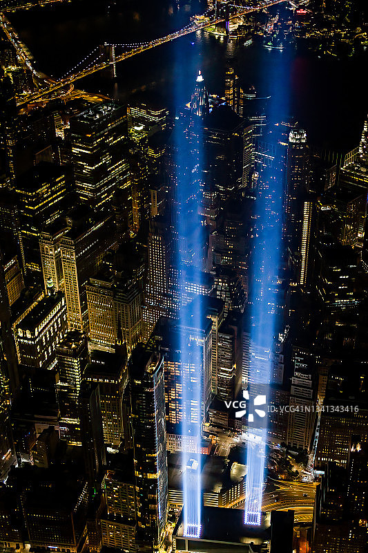 9/11二十周年纪念光之致敬图片素材