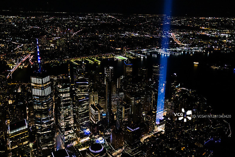 9/11二十周年纪念光之致敬图片素材