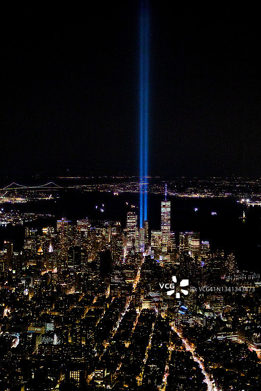 9/11二十周年纪念光之致敬图片素材