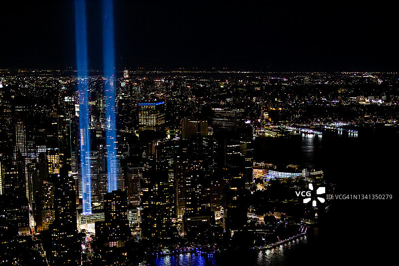 9/11二十周年纪念光之致敬图片素材