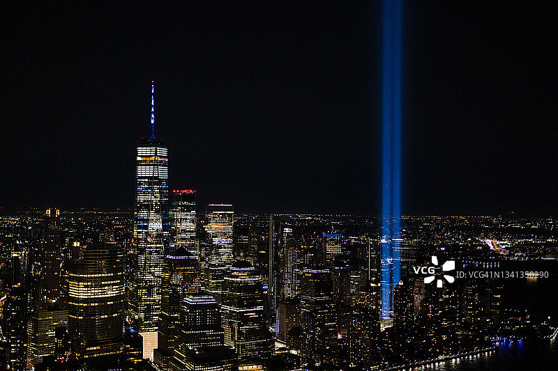 9/11二十周年纪念光之致敬图片素材