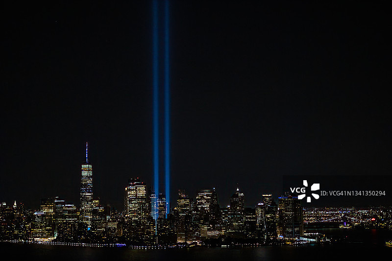 9/11二十周年纪念光之致敬图片素材