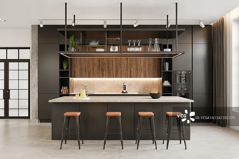 现代办公空间厨房内景图片素材