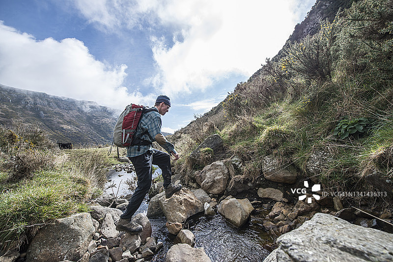在基督城坎特伯雷赫伯特山步道徒步，新西兰图片素材