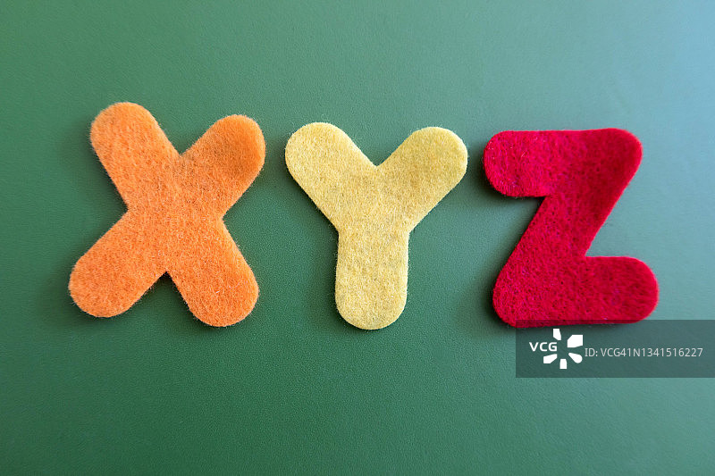 彩色毛毡字母“xyz”图片素材